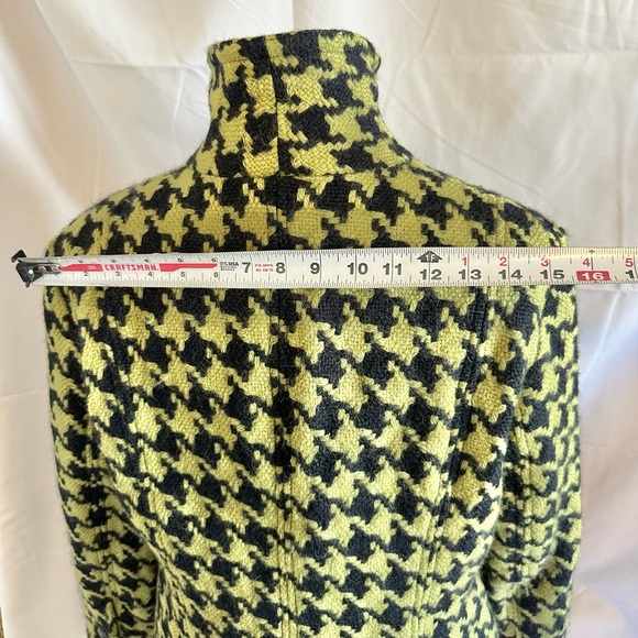 600 West Houndstooth Wool Jacket Coat Blazer Black Green Size 14 - Picture 10 of 13